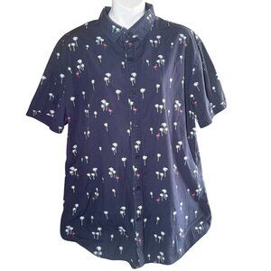 Express Men’s Short Sleeve Button Down Hawaiian Shirt Blue W/ Flamingos Size XL‎